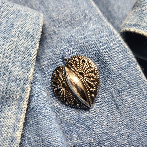 Vintage Gitano Denim Top Jean Shirt Womens 20W Heart Metal Buttons Long Sleeve - Picture 7 of 15
